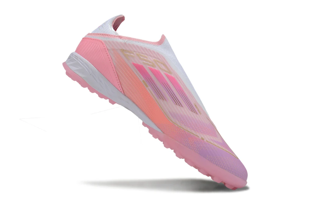 F50 Lamine Yamal LY304 Clear Pink Purple Glow Light Pink Laceless TF TFAF0615 - Imagen 3