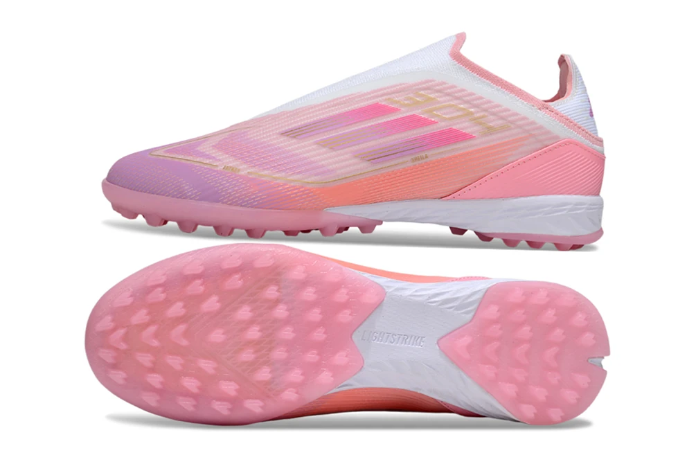 F50 Lamine Yamal LY304 Clear Pink Purple Glow Light Pink Laceless TF TFAF0615 - Imagen 7