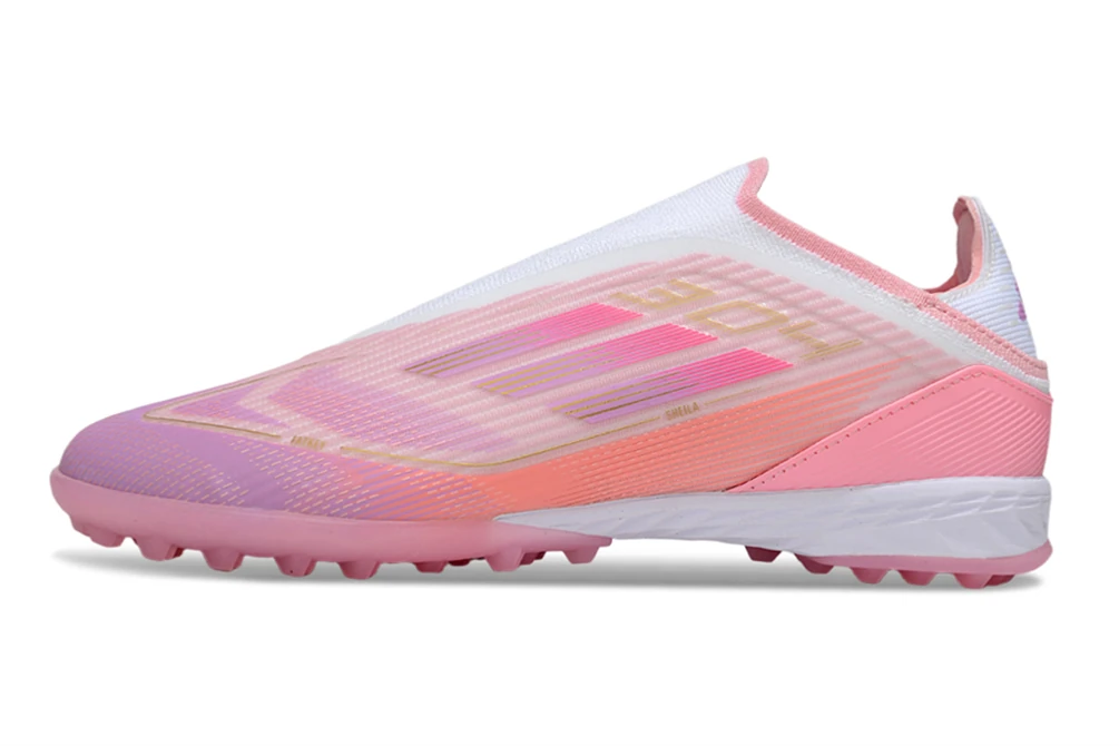 F50 Lamine Yamal LY304 Clear Pink Purple Glow Light Pink Laceless TF TFAF0615 - Imagen 8