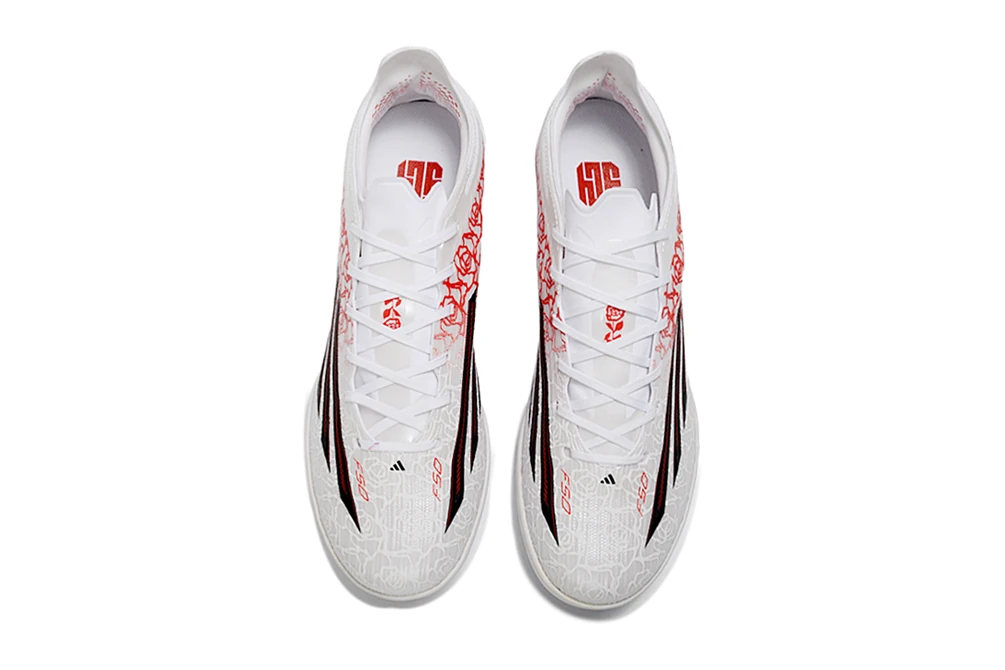 F50 Lamine Yamal Heartbreaker White Black Lucid Red Laceless TF TFAF0659 - Imagen 2