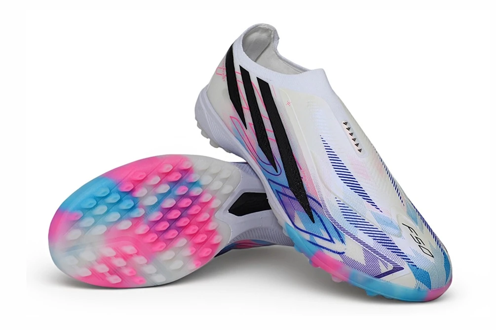 F50 Hyperfast Y-3 White Blue Pink Multicolor Laceless TF TFAF0741 - Imagen 3